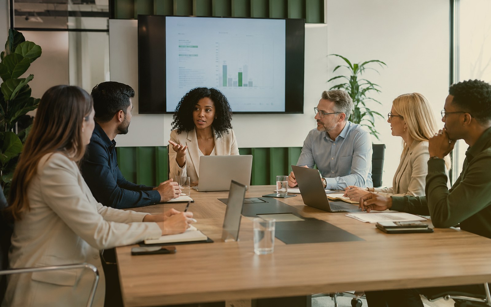 Professional team discussing event requirements